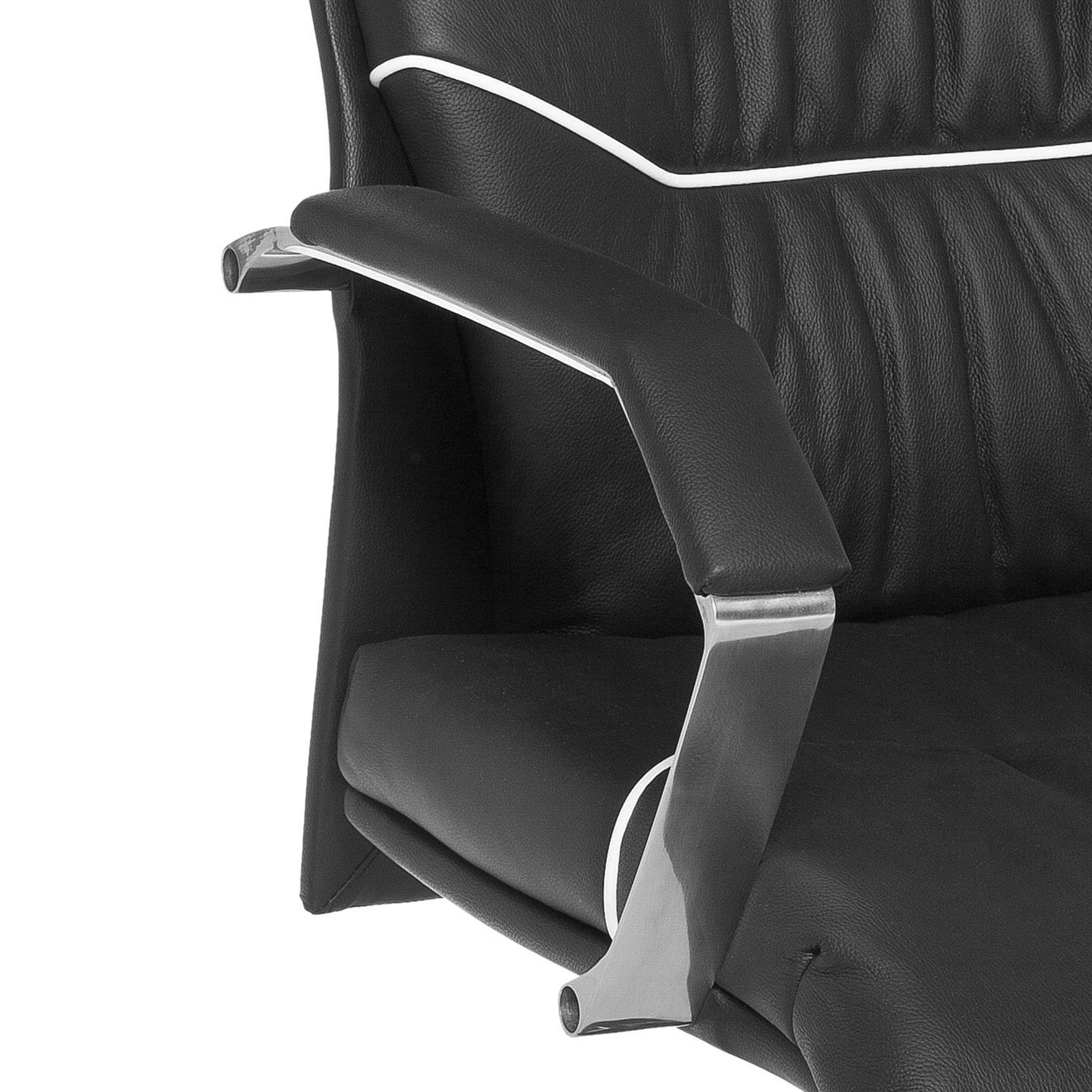 Amstyle Chefsessel SPM1.163 (Echtleder schwarz bis 120 kg, Bürostuhl X-XL), Schreibtischstuhl Drehbar, Drehstuhl mit Armlehne