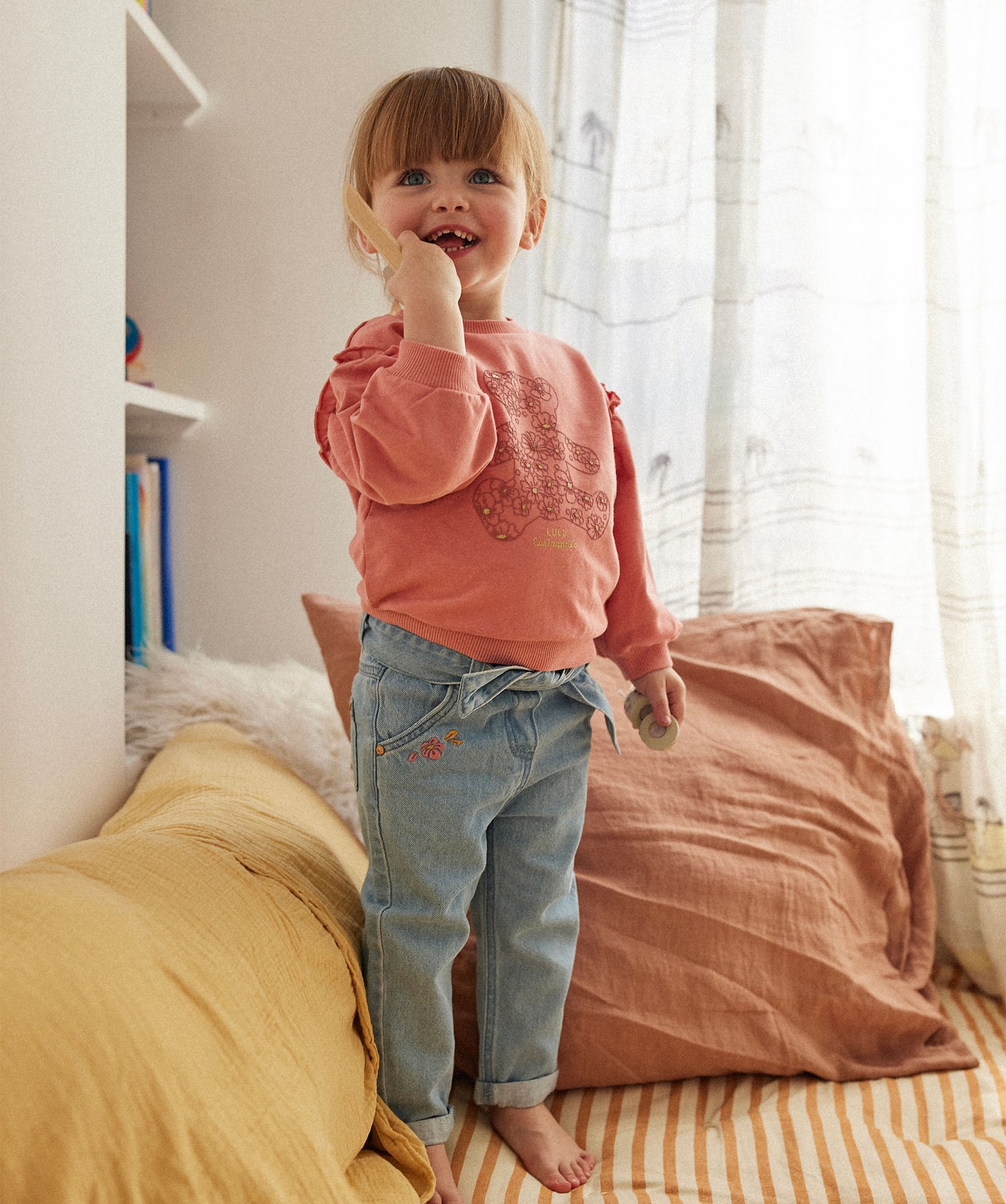 Jean bébé fille avec motifs brodés - LuluCastagnette denim | GEMO