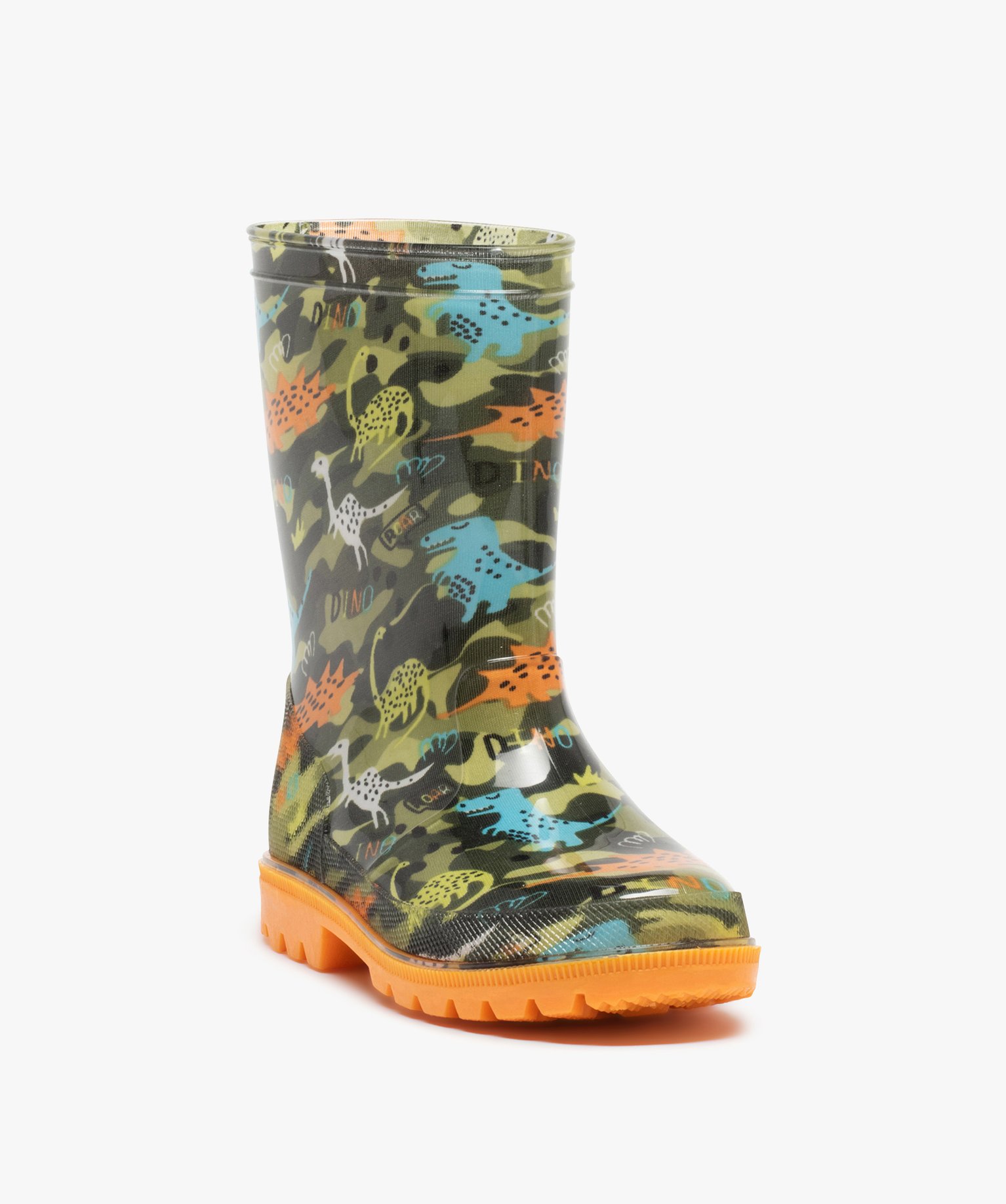 Bottes de pluie Garçon imprimées dinosaures kaki | GEMO