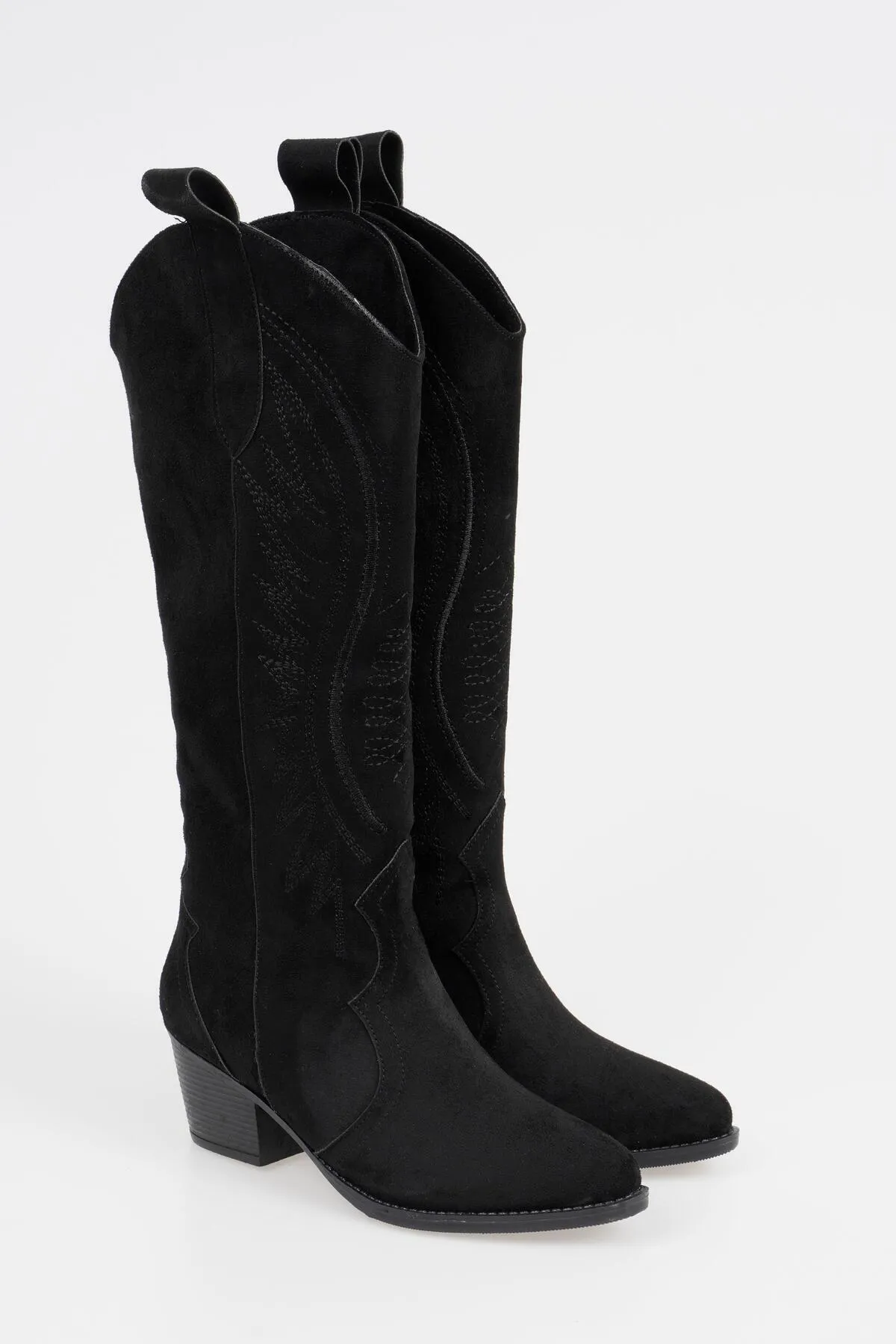CZ London  Damen-Cowboystiefel mit kurzem Absatz, lange Cowgirl-Stiefel aus Wildleder