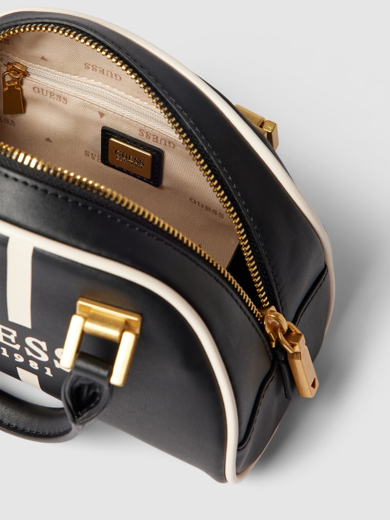 Bowling Bag mit Label-Print Modell 'MILDRED' in schwarz