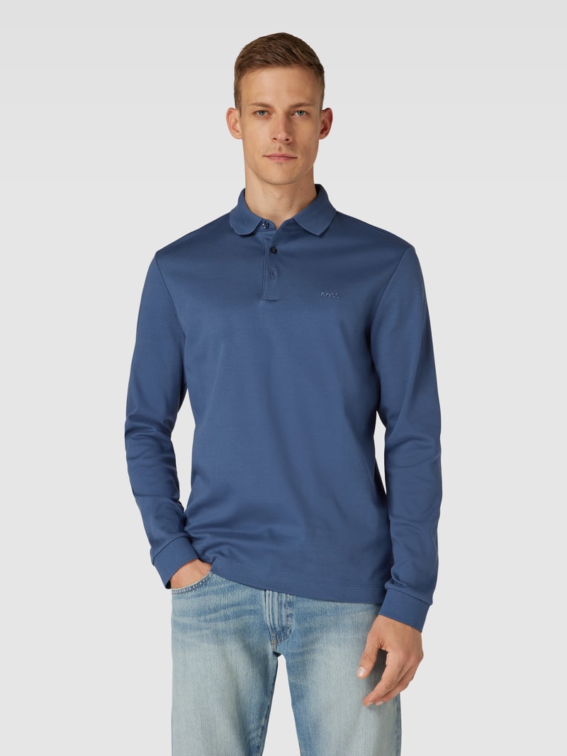 Poloshirt mit Label-Detail Modell 'PADO' in blau
