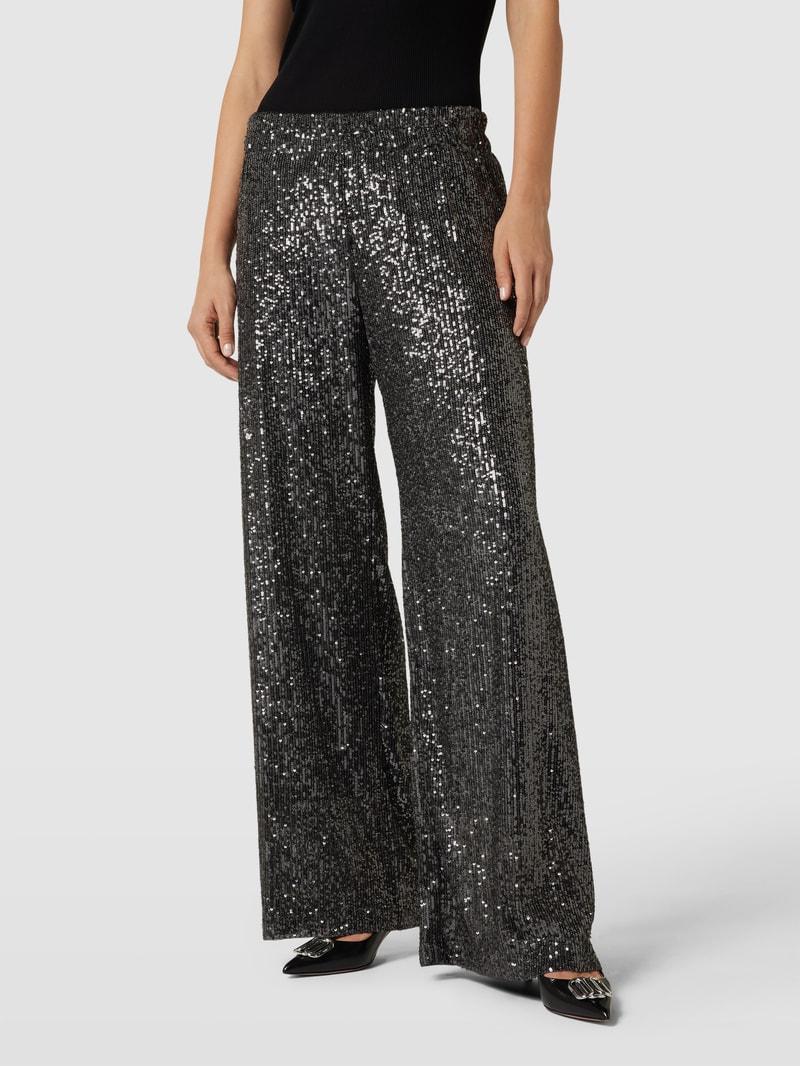 Hose mit Paillettenbesatz Modell 'IRIS' in silber