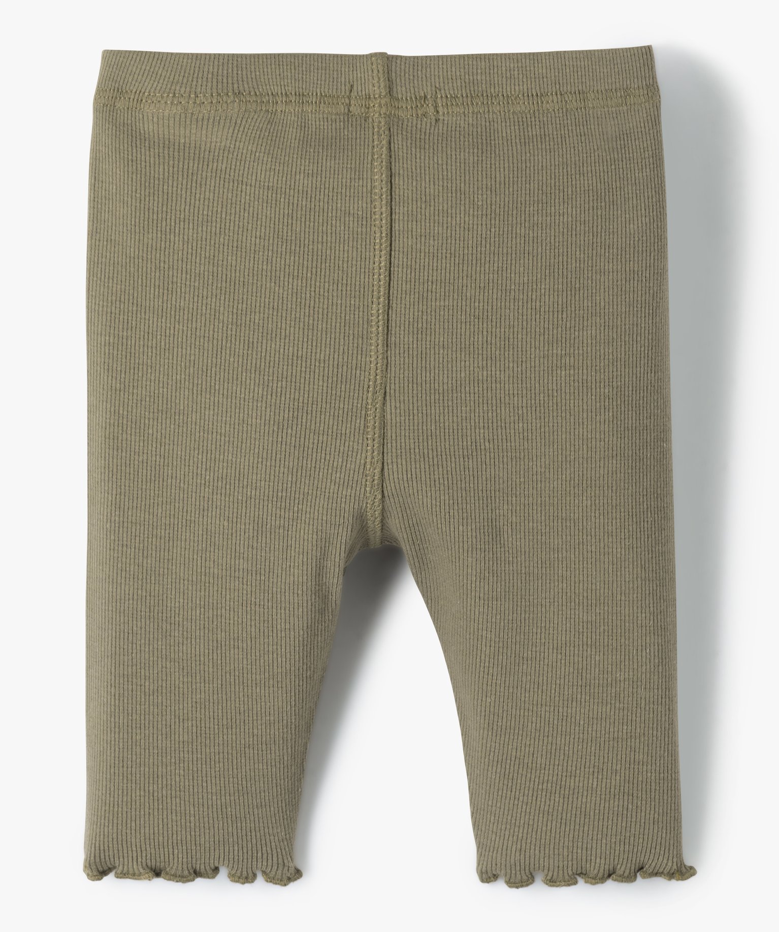 Legging bébé fille court en maille ctelée kaki | GEMO