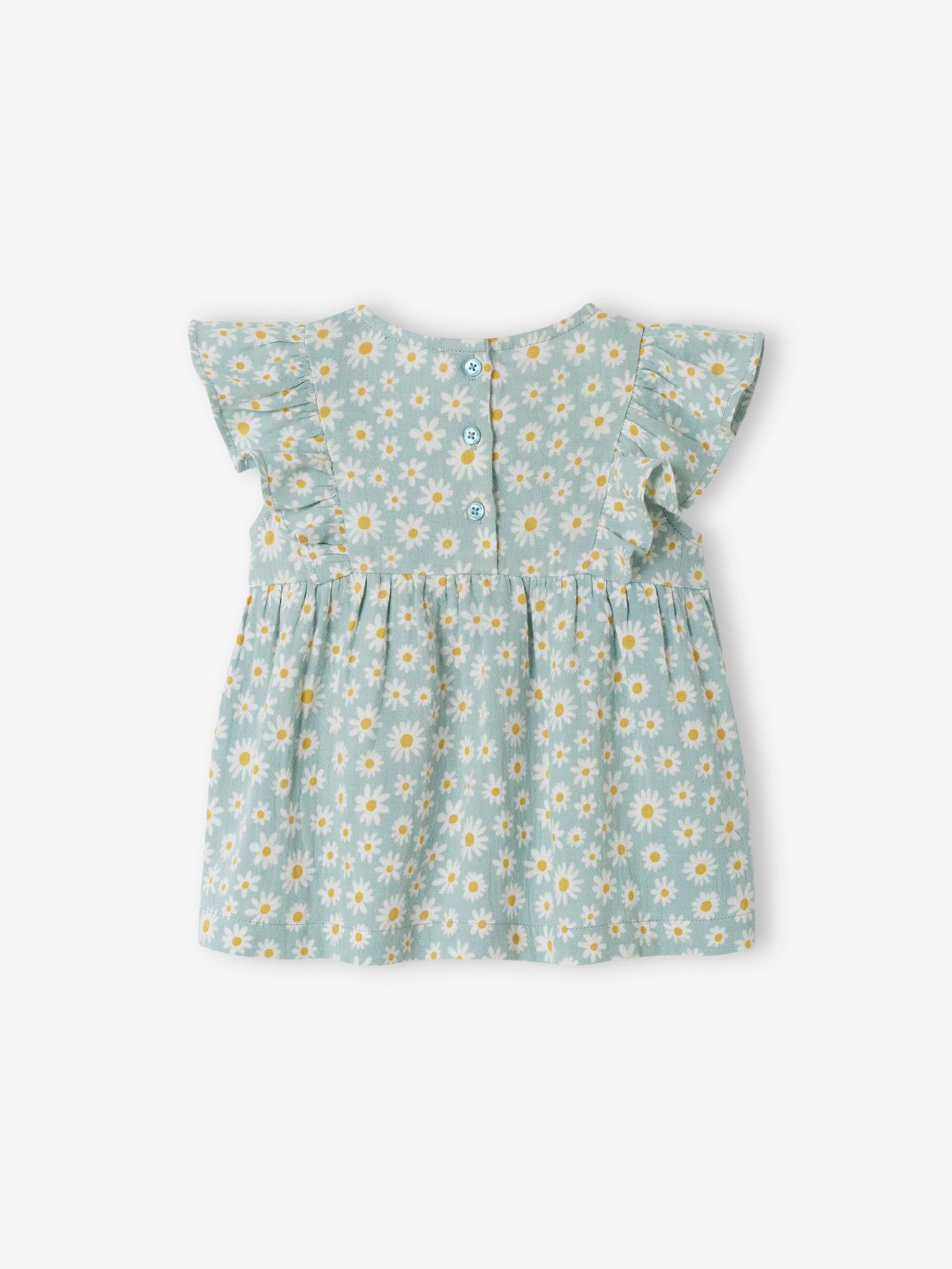 Blouse avec volants bébé bleu grisé