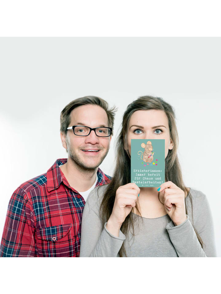 Mr. & Mrs. Panda Postkarte Erzieherin Chaos mit Spruch in Meeresbrise günstig kaufen onesize