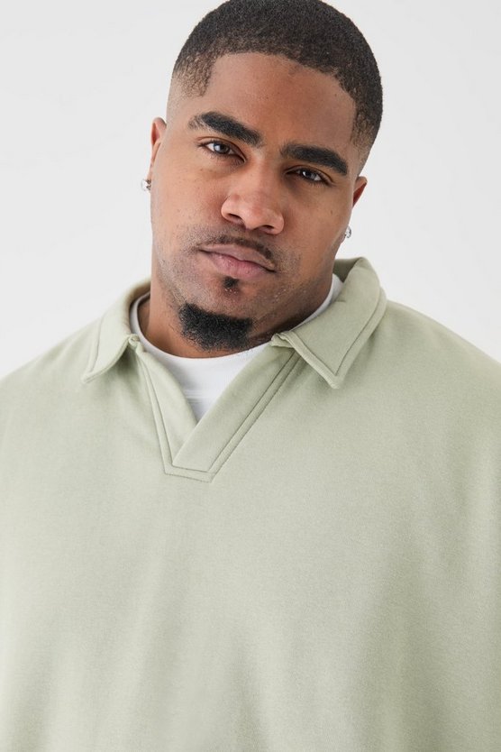 Plus Oversize Rugby Sweatshirt-Poloshirt