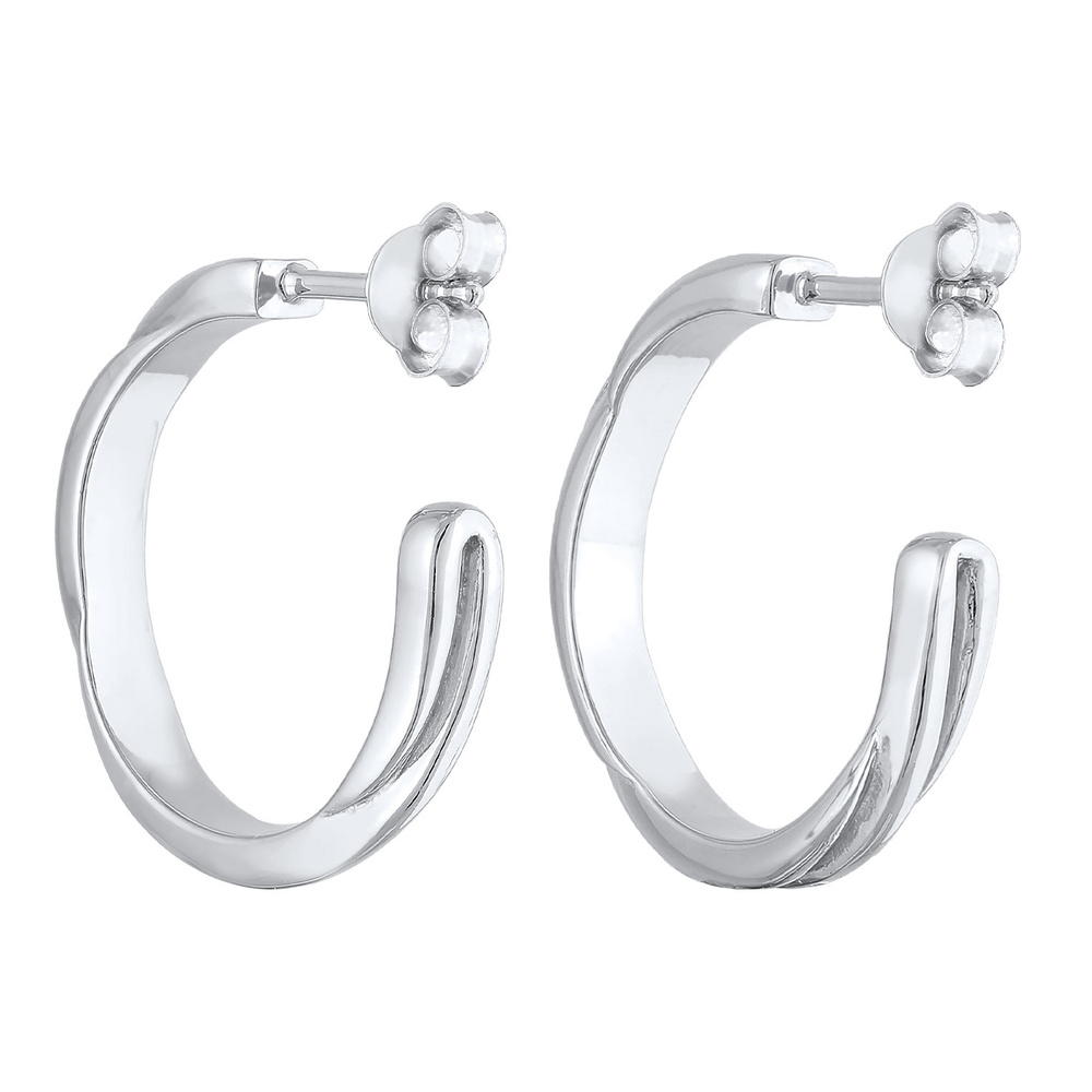 Elli Elli Boucles d'Oreilles Mesdames Créoles Tordu Trend Minimal Basic en argent ster Boucles d'oreilles