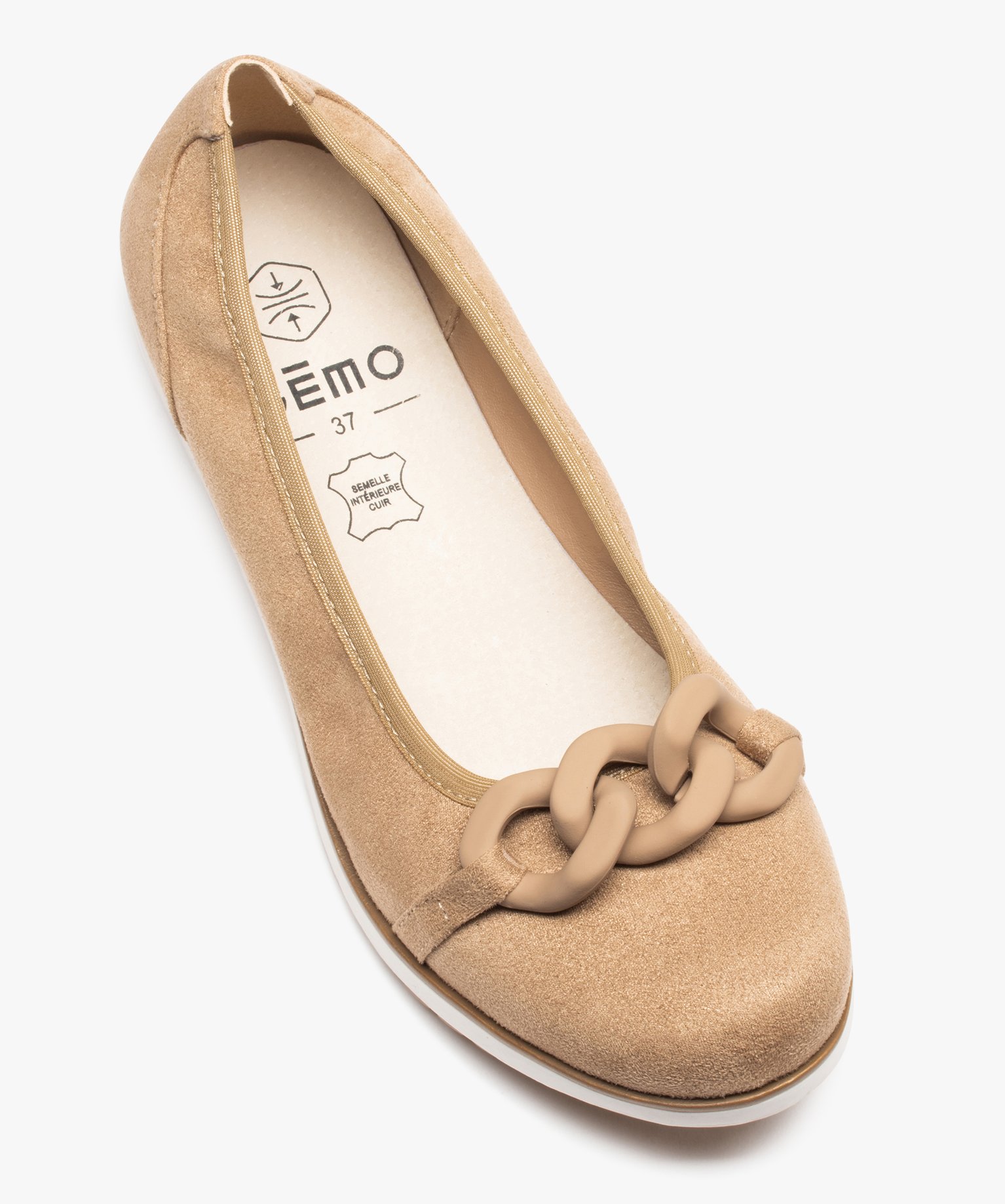 Ballerines femme avec chaine fantaisie et semelle bicolore beige | GEMO