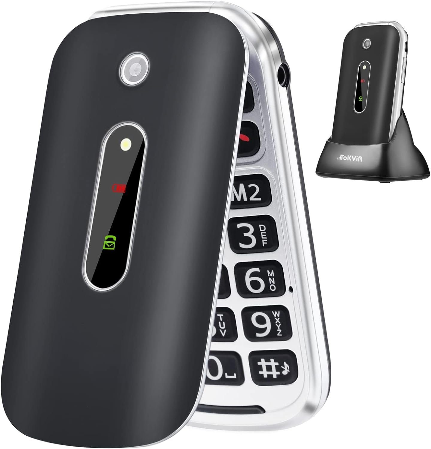 TOKVIA Seniorenhandy mit großen Tasten, für Senioren ohne vertrag 2,4-Zoll Seniorenhandy (64 GB Speicherplatz)