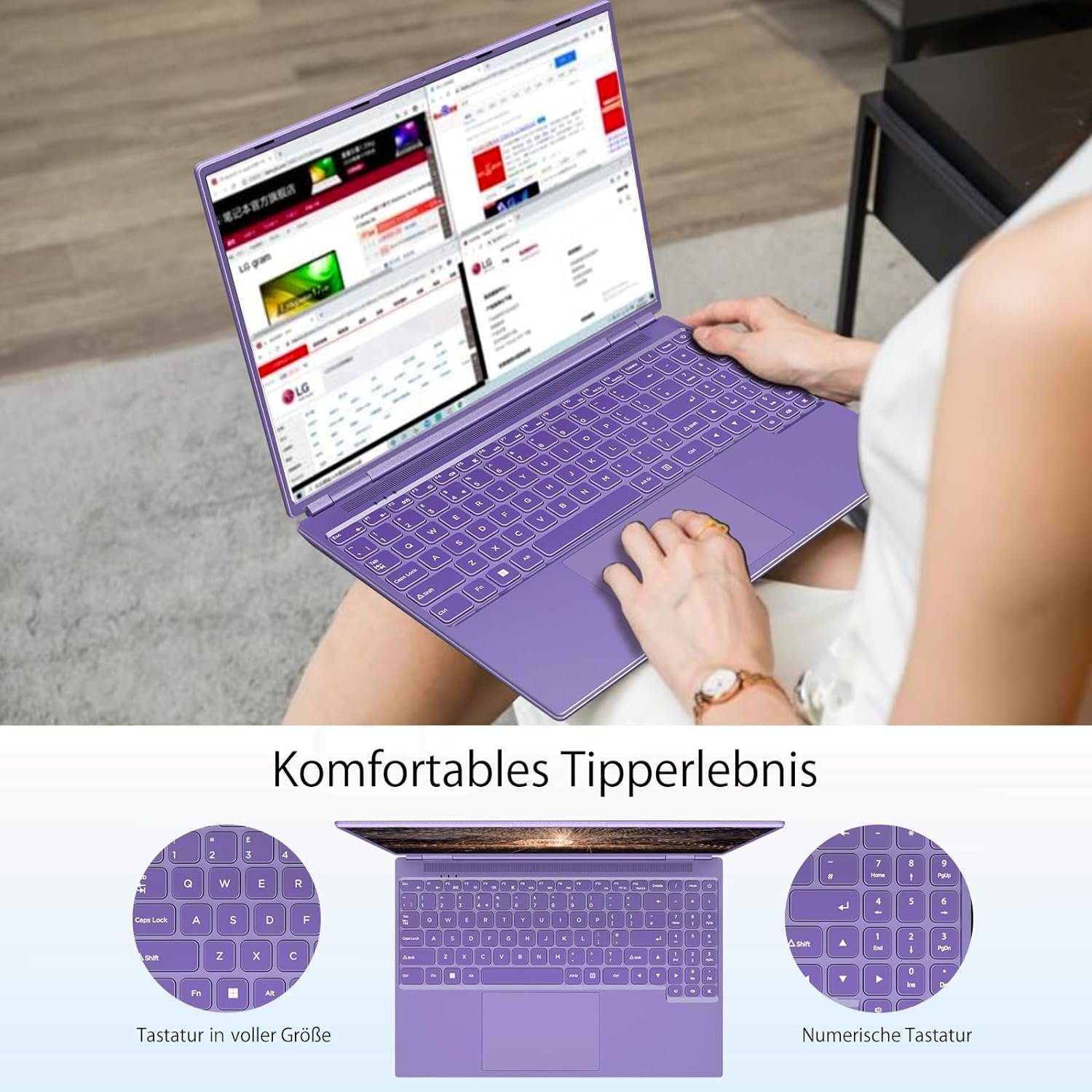 AOCWEI A6 Notebook (Intel Celeron N5095, 512 GB SSD, FHD 2,9GHz beeindruckende Grafik Perfekt für effizientes Multitasking)