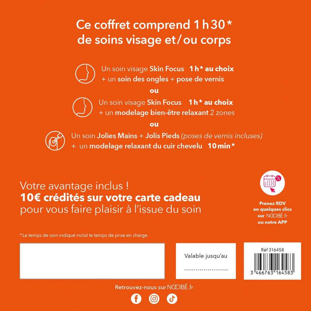 Nocibé Coffret Institut Belle & Zen Soin visage et/ou corps 1h30