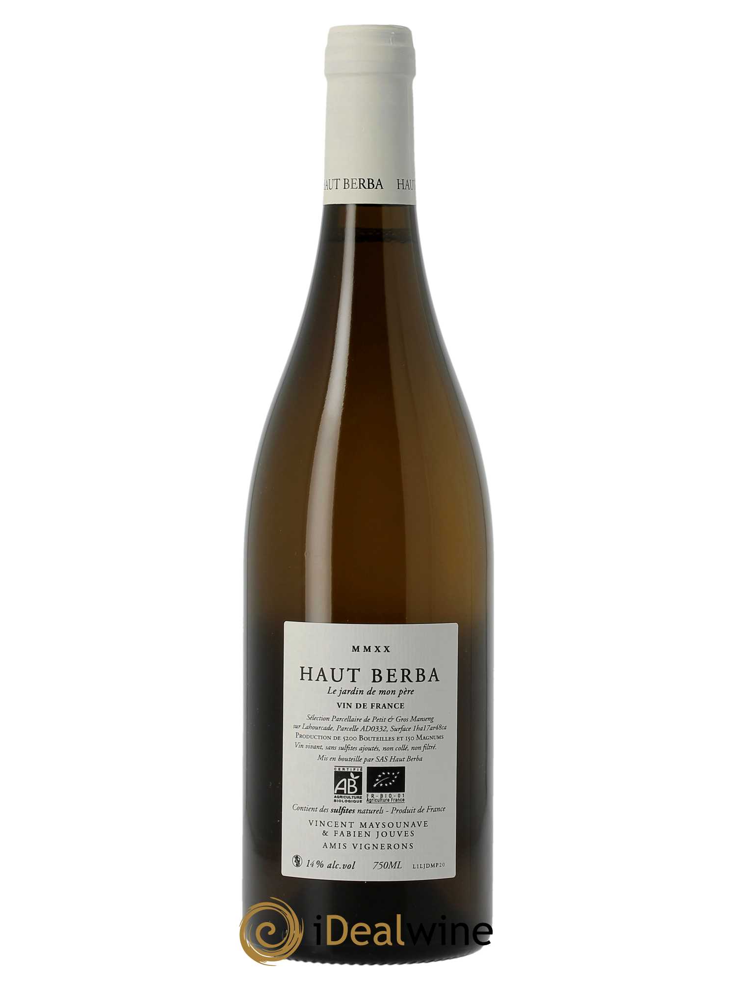 Vin de France Mas Del Périé Haut Berba Fabien Jouves  2020 - Lot de 1 Bouteille