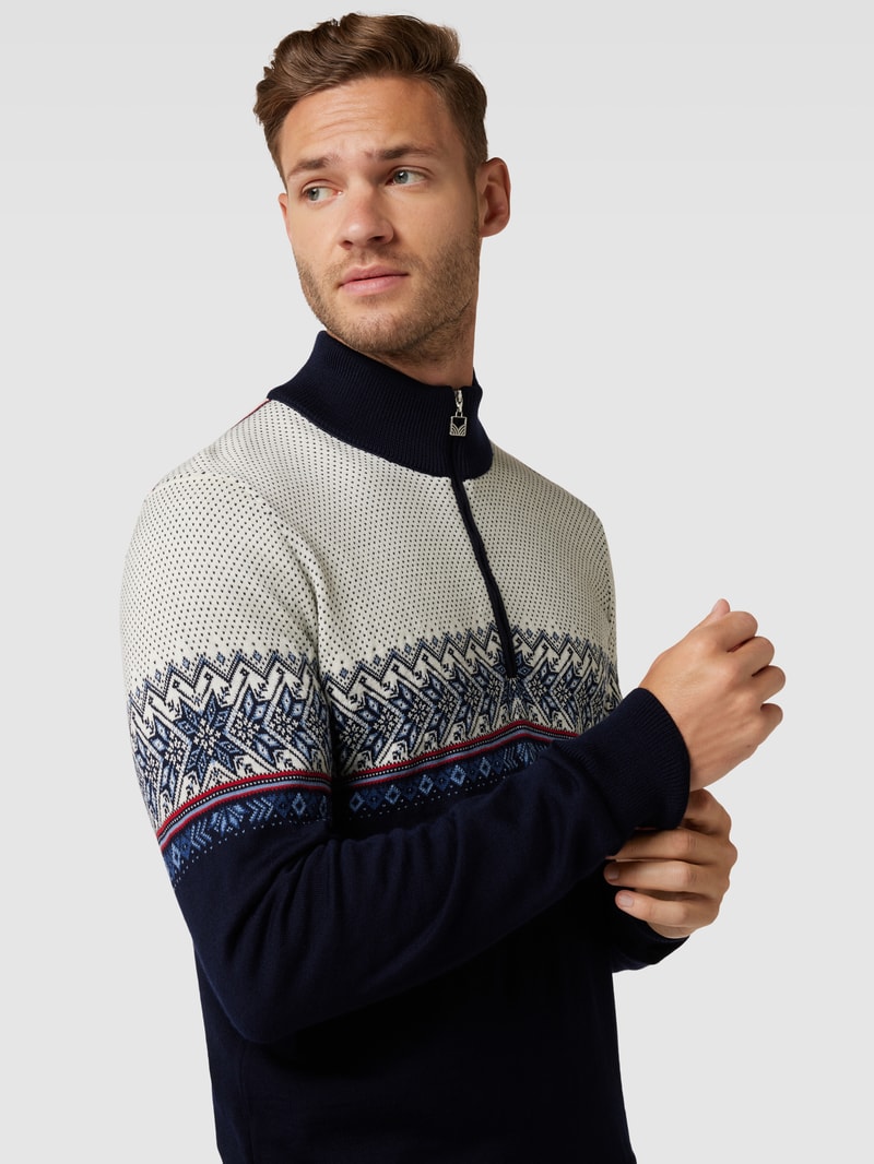 Strickpullover mit Allover-Muster Modell 'Hovden' in marineblau