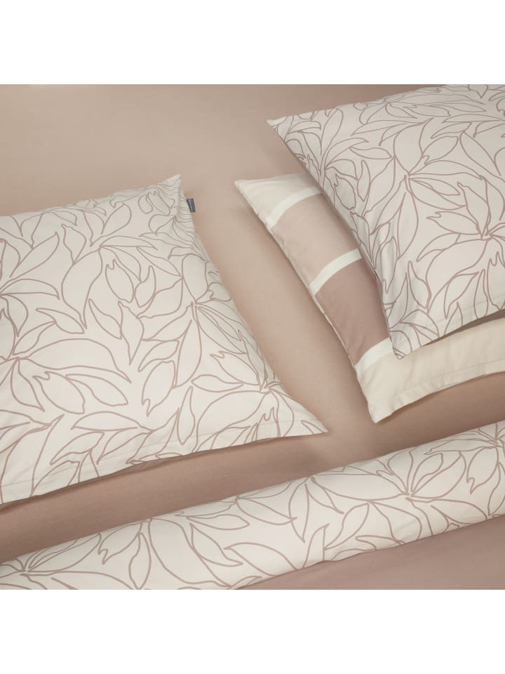 Schiesser Renforcé-Bettwäscheset Leaves in Taupe günstig kaufen