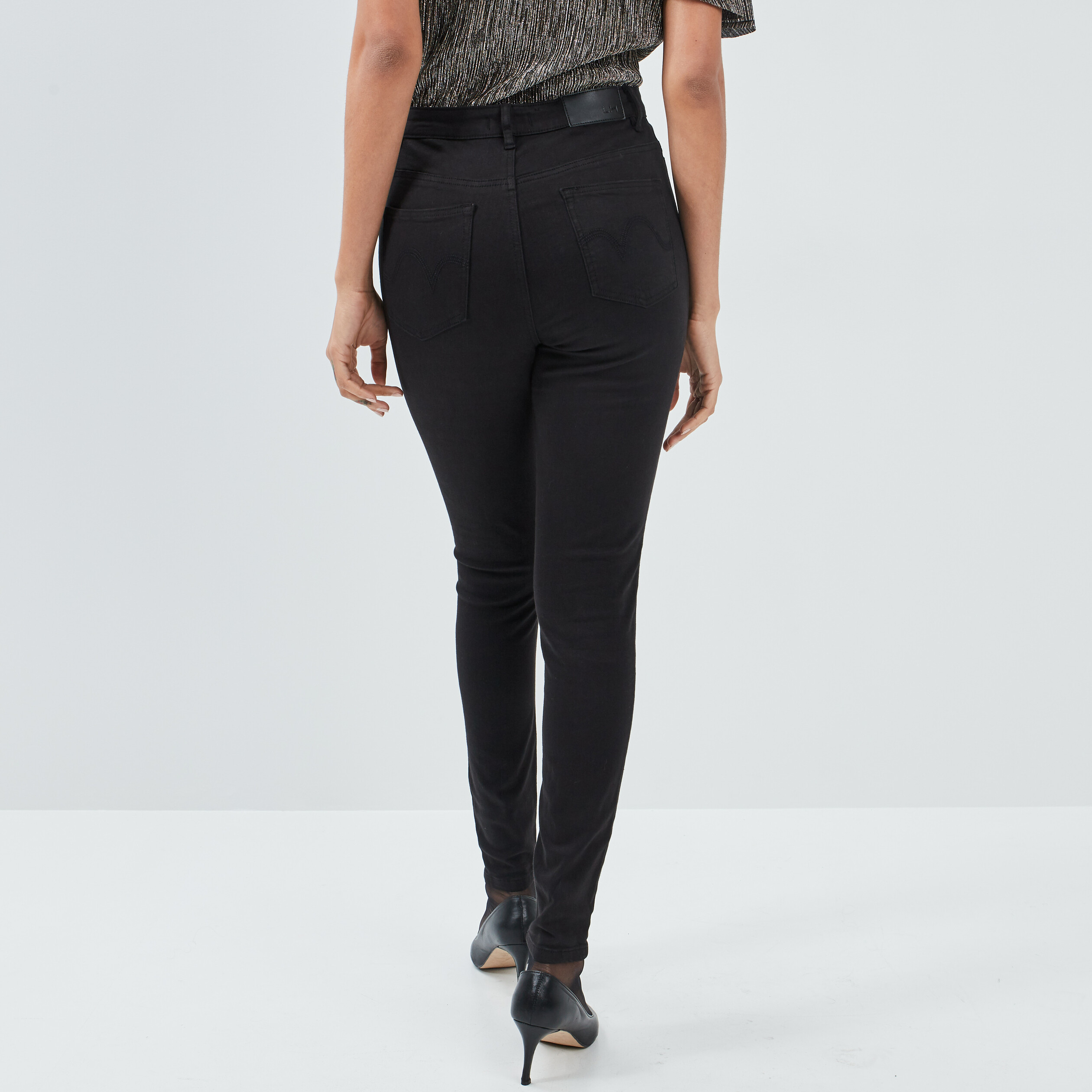 Pantalon skinny taille haute noir femme | La Halle