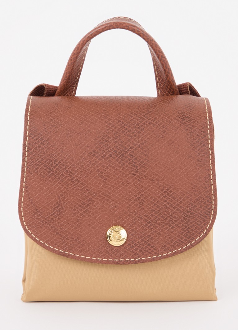 Longchamp Le Pliage Original reppu M nahkayksityiskohdilla