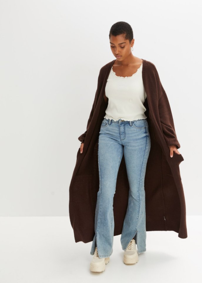 Oversize-Strickjacke in Midilänge