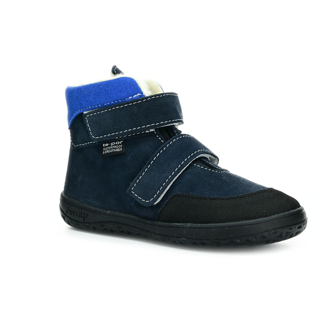 Jonap Jerry Winter mit Wolle gefütterte blaue Winterbarfußschuhe