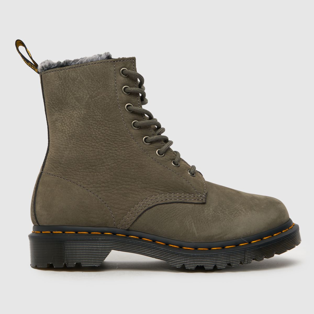 Dr Martens – 1460 Serena – Grå stövlar med pälsfoder