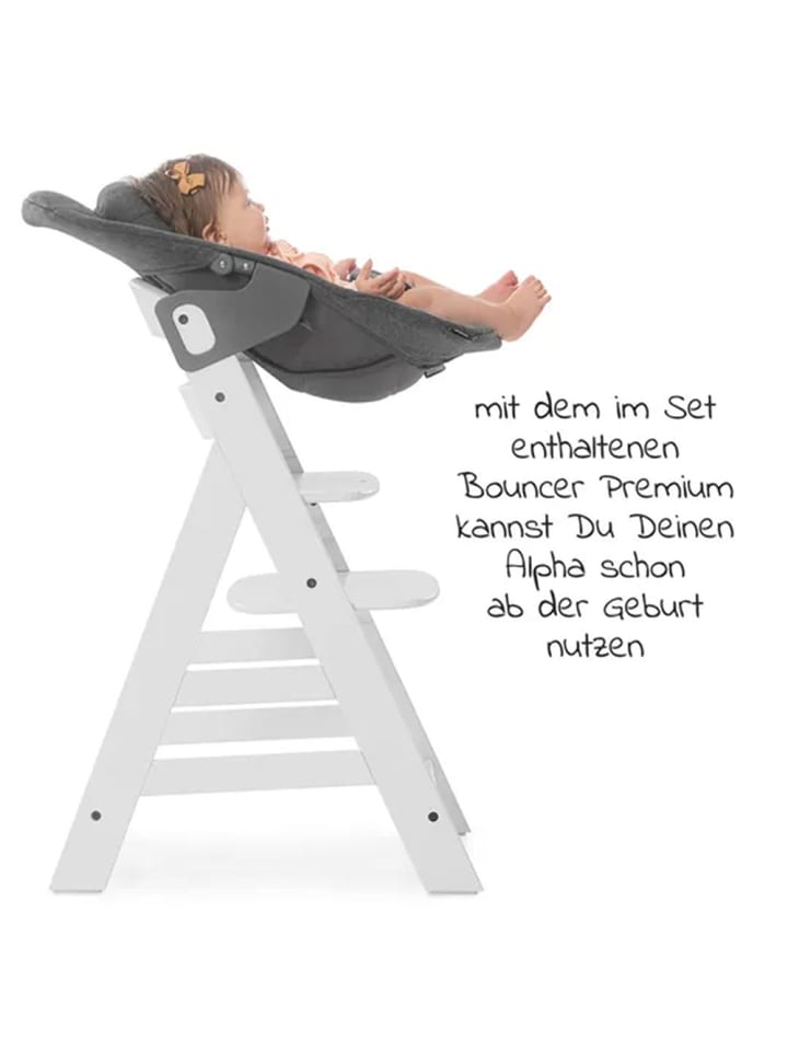 Hauck Alpha Plus White XXL Newborn Set - Hochstuhl   2in1 in weiss,grau günstig kaufen onesize
