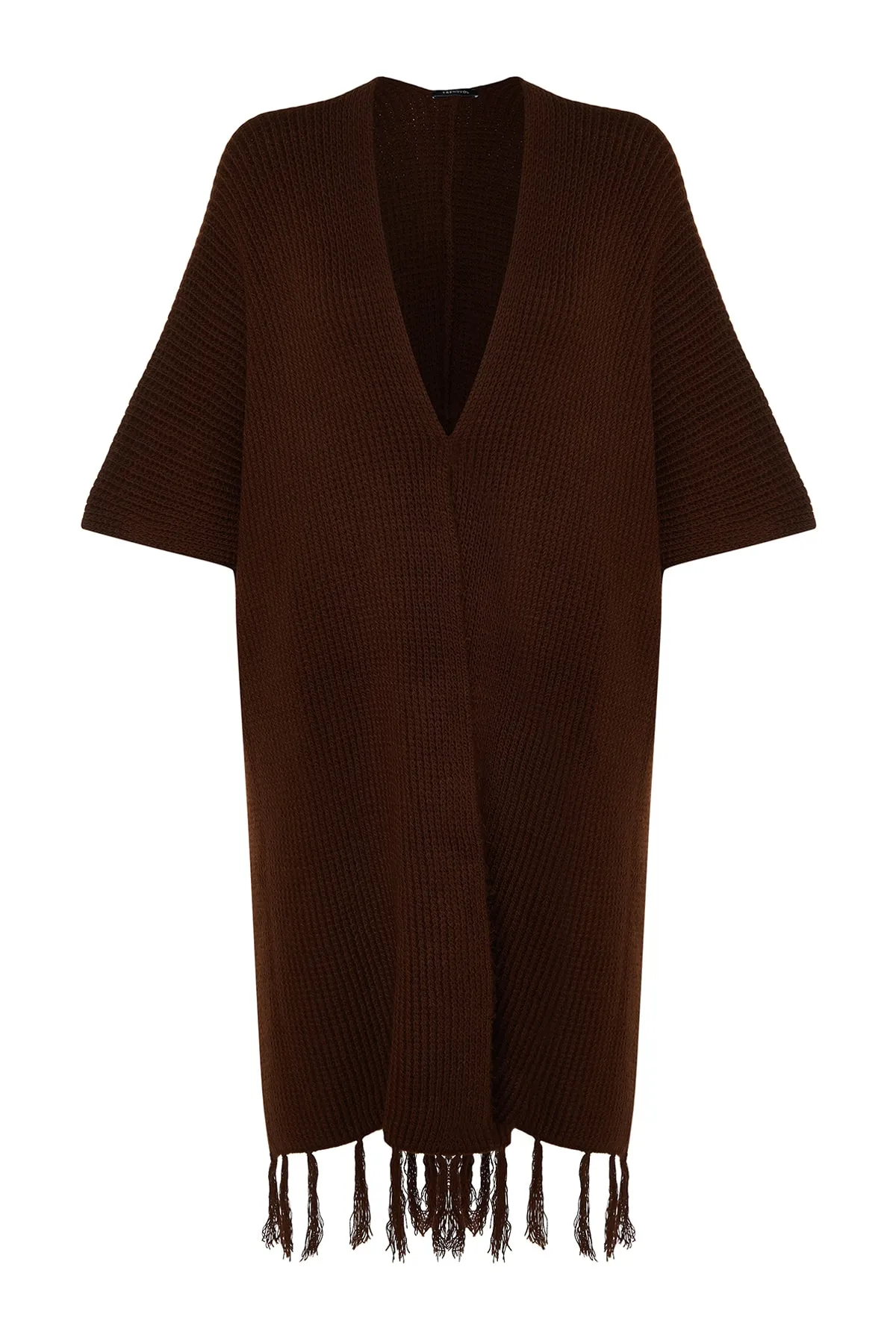 Trendyol Modest  Brauner Rock mit Quasten, langer Strick-Cardigan TCTAW23TH00008