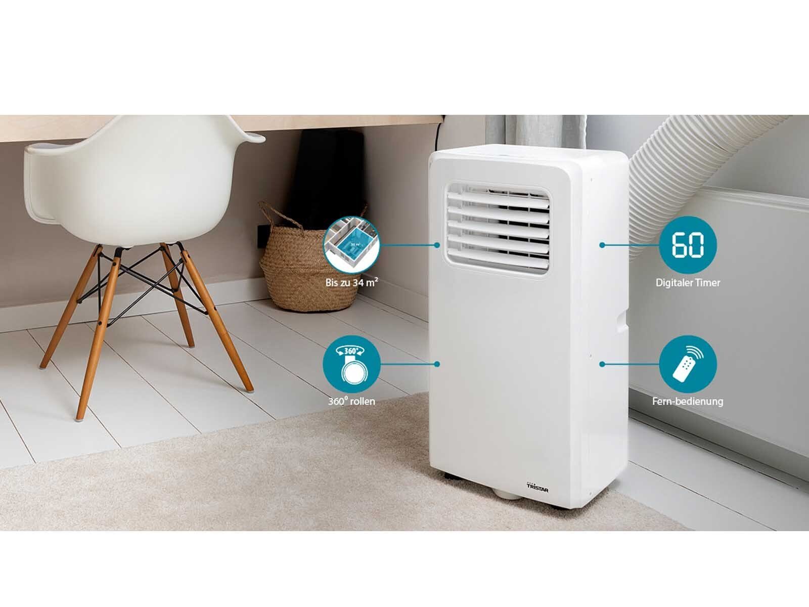 Tristar 3-in-1-Klimagerät, Mobiles Standgerät, Entfeuchter & Ventilator - Raumkapazität ca. 80m³