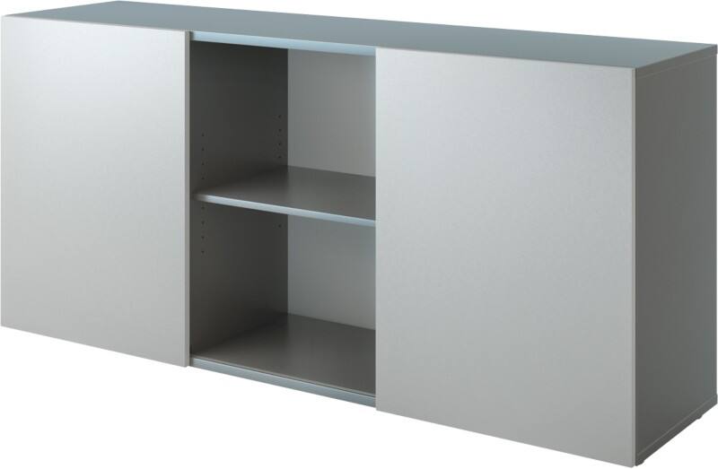Hammerbacher Schiebetürenschrank 2FH Grau, Silber 1.600 x 420 x 748 mm V1780/G/S