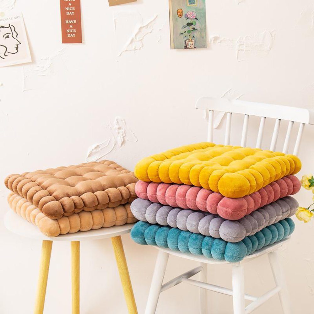 SCOHOME Stuhlkissen Bequeme Sitzkissen 40 x 42 cm Biskuit Stuhlkissen, für Gartenstuhl, Küche oder Esszimmer, Indoor u. Outdoor