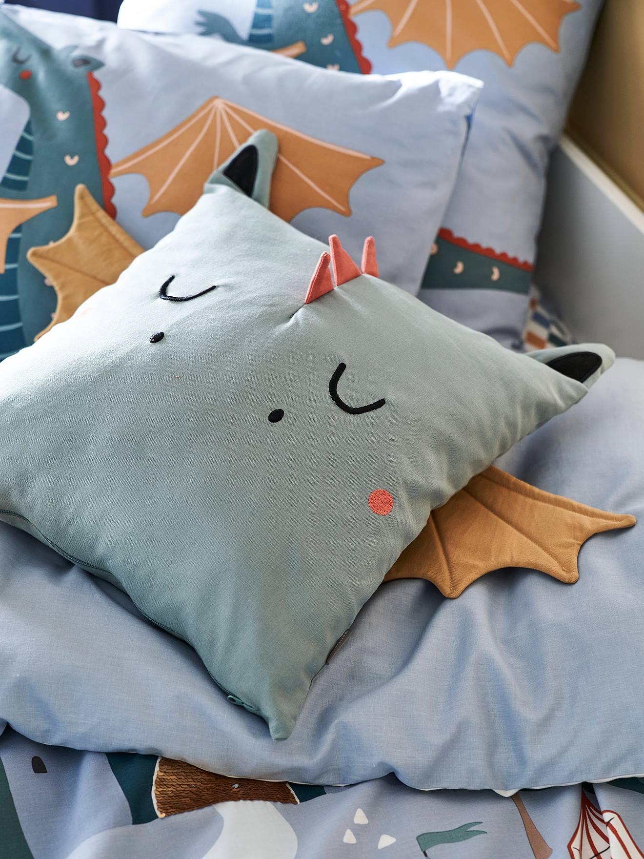 Coussin Dragon gris vert