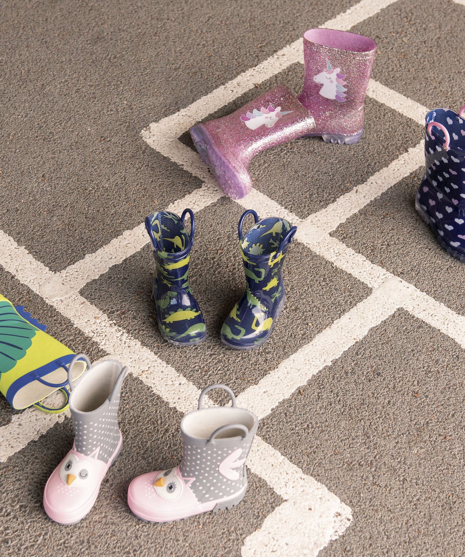 Bottes de pluie fille pailletées à semelle lumineuse rose | GEMO