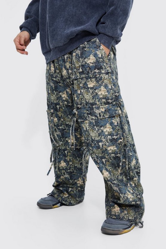 Camouflage Cargo-Hose mit elastischem Bund und weitem Bein