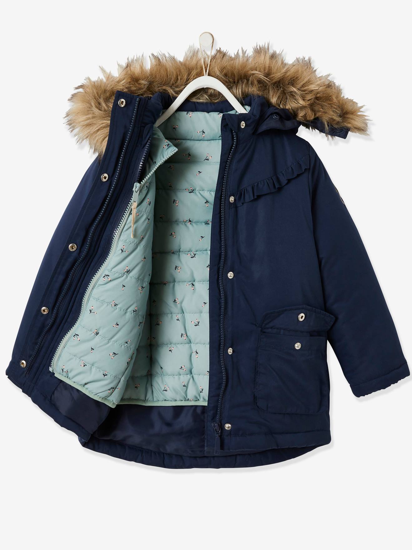 Vertbaudet Mädchen 3-in-1-Jacke mit Recycling-Polyester - nachtblau