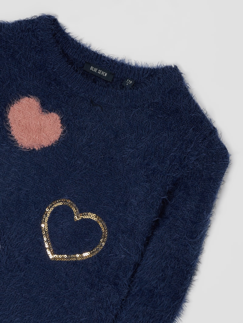 Pullover mit Herzen in marineblau