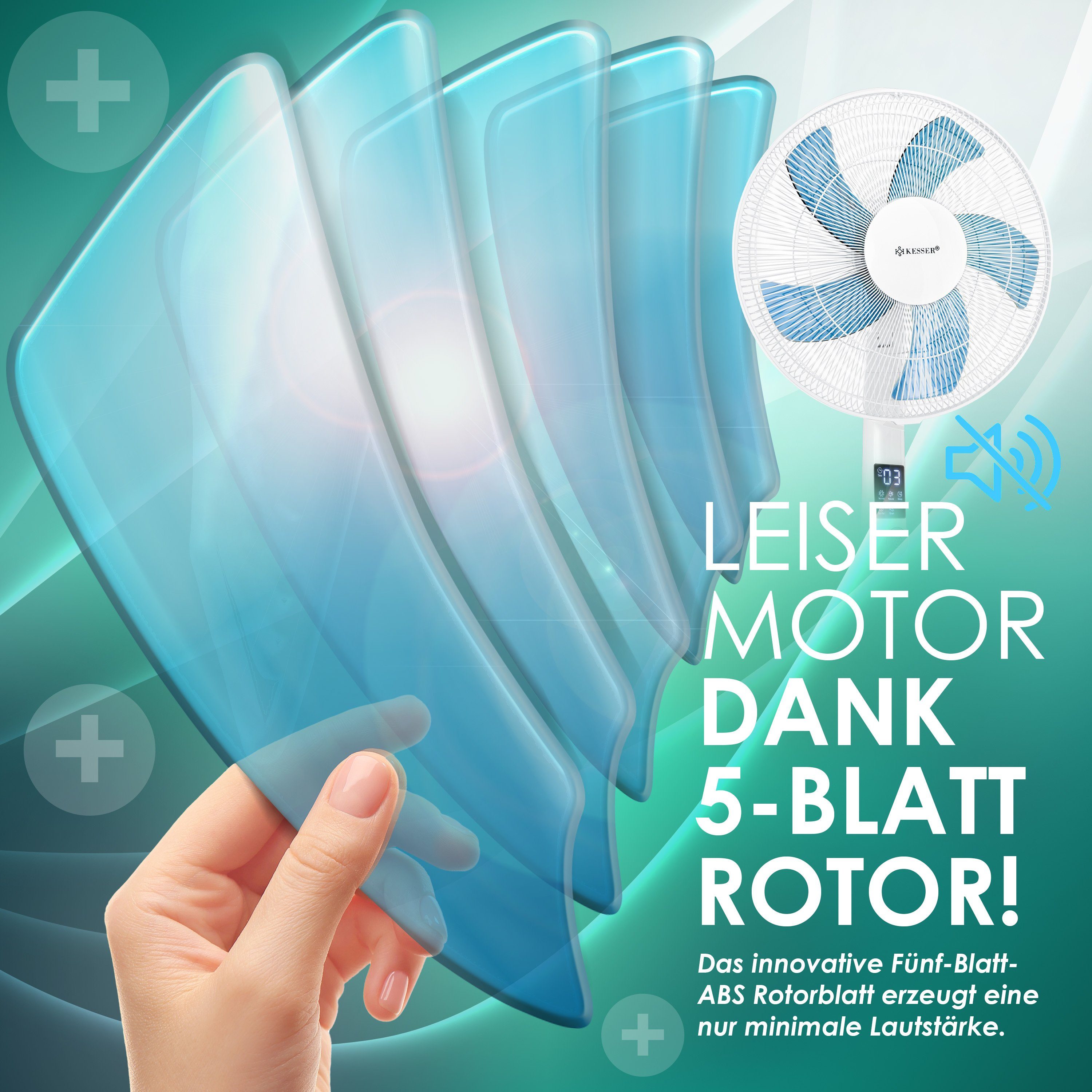 KESSER Standventilator, Standventilator mit Fernbedienung und Display Led Timer