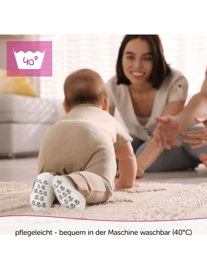 LaLoona Anti-Rutsch Socken / Krabbelsocken / Stoppersocken in weiss,braun günstig kaufen