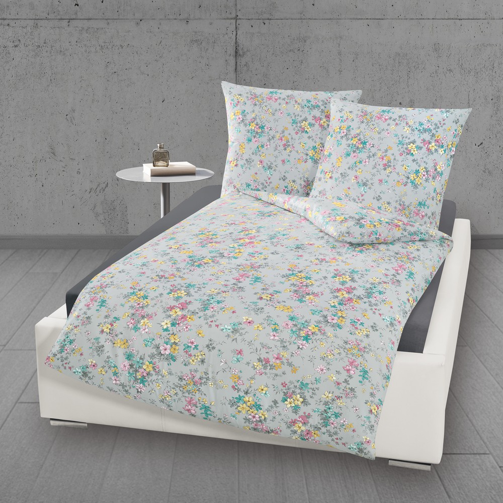 Dreamtex Mako-Satin Bettwäsche, ca. 155 x 220 cm - Flowers Bunt