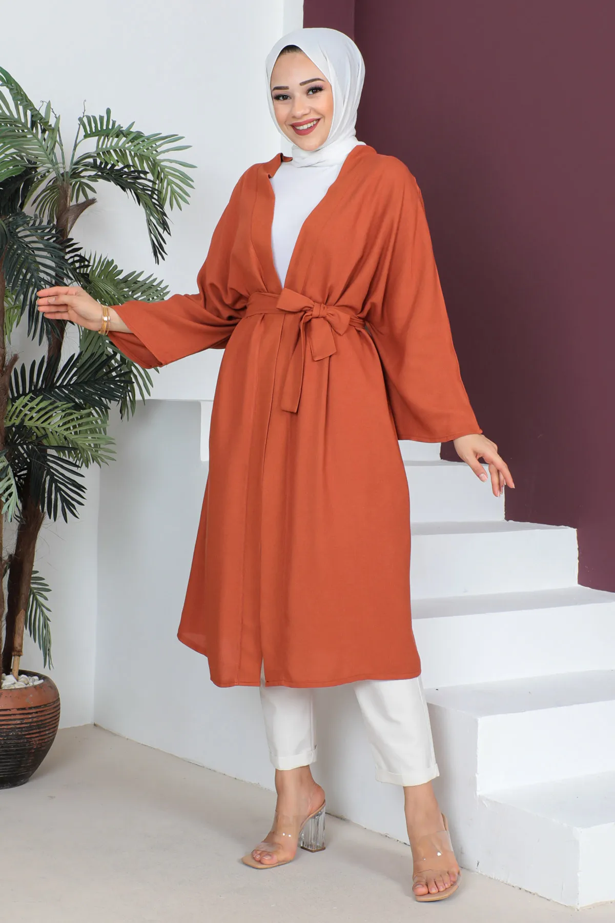 Tesettür Dünyası  Kimono mit Taillengürtel TSD230513 Kachel