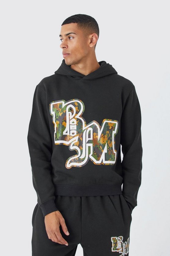 Kastiger Hoodie mit Bm Camouflage-Print