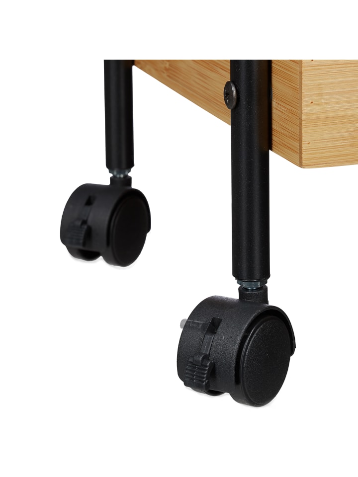 relaxdays Rollwagen in Natur/Schwarz - (B)50 x (H)70 x (T)28 cm günstig kaufen onesize