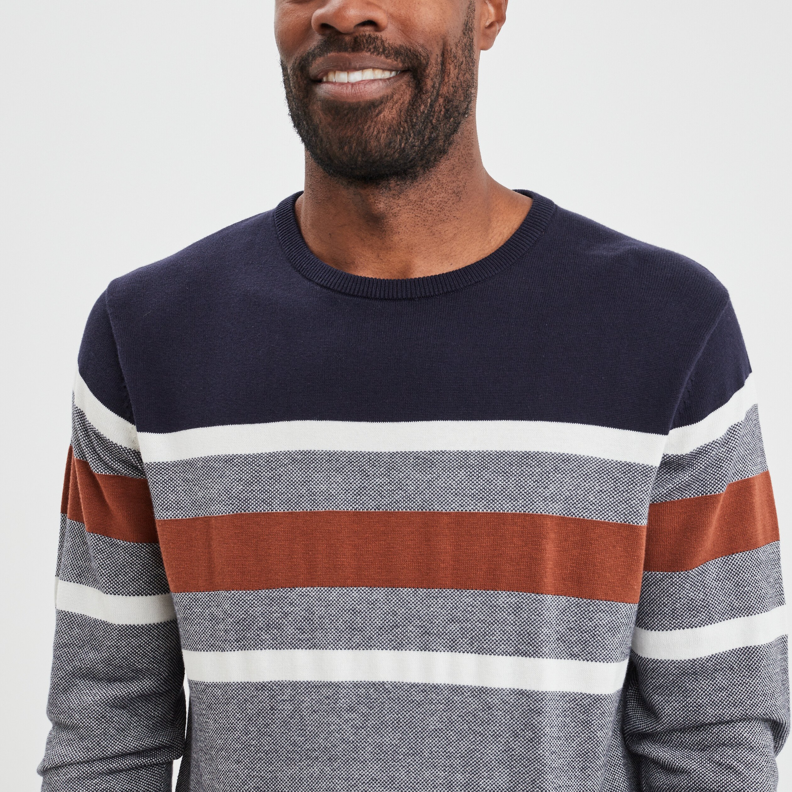 Pull col rond manches longues multicolore homme | La Halle
