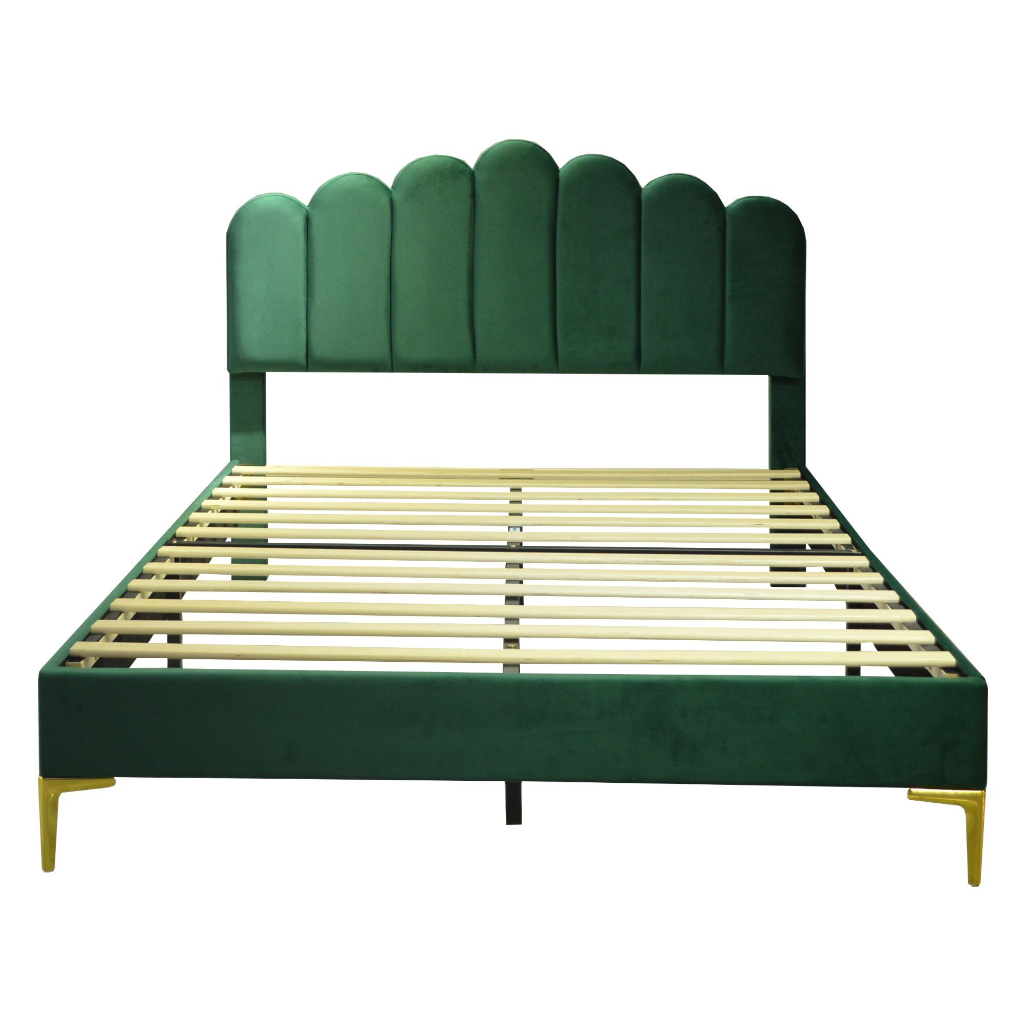 HAUSS SPLOE Polsterbett Polsterbett Funktionsbett Bettrahmen KInderbett Doppelbett (hautfreundlichem Samtstoff, Bettgestell mit Kopfteil und Lattenrost), ohne Matratze