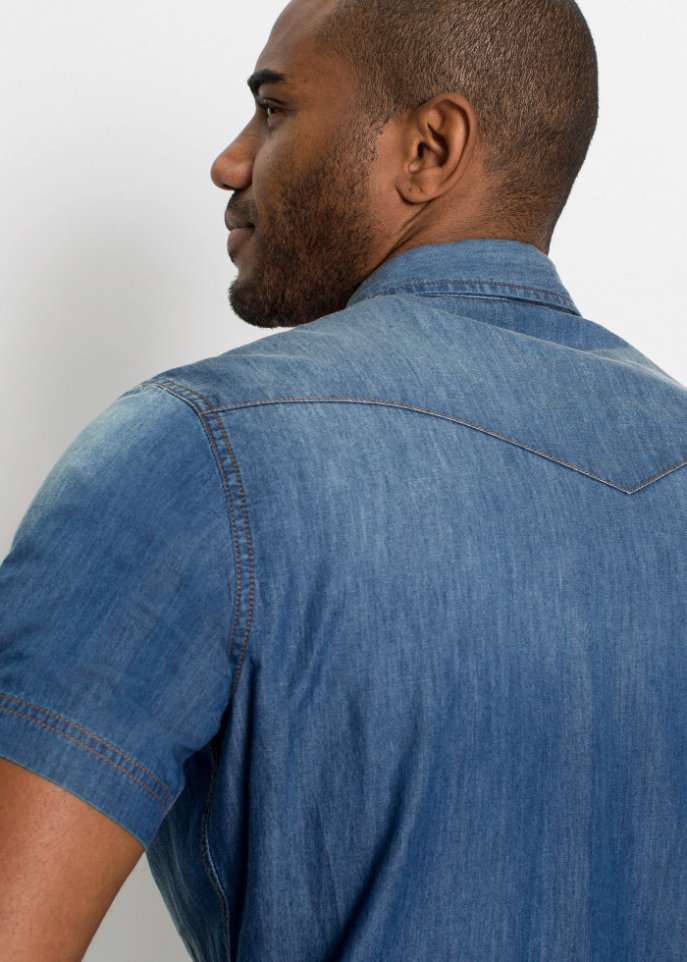 Jeanshemd aus Bio-Baumwolle, Slim Fit, Kurzarm