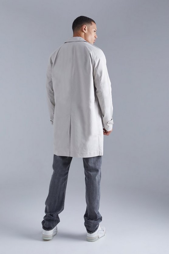 Tall einreihiger Twill-Trenchcoat