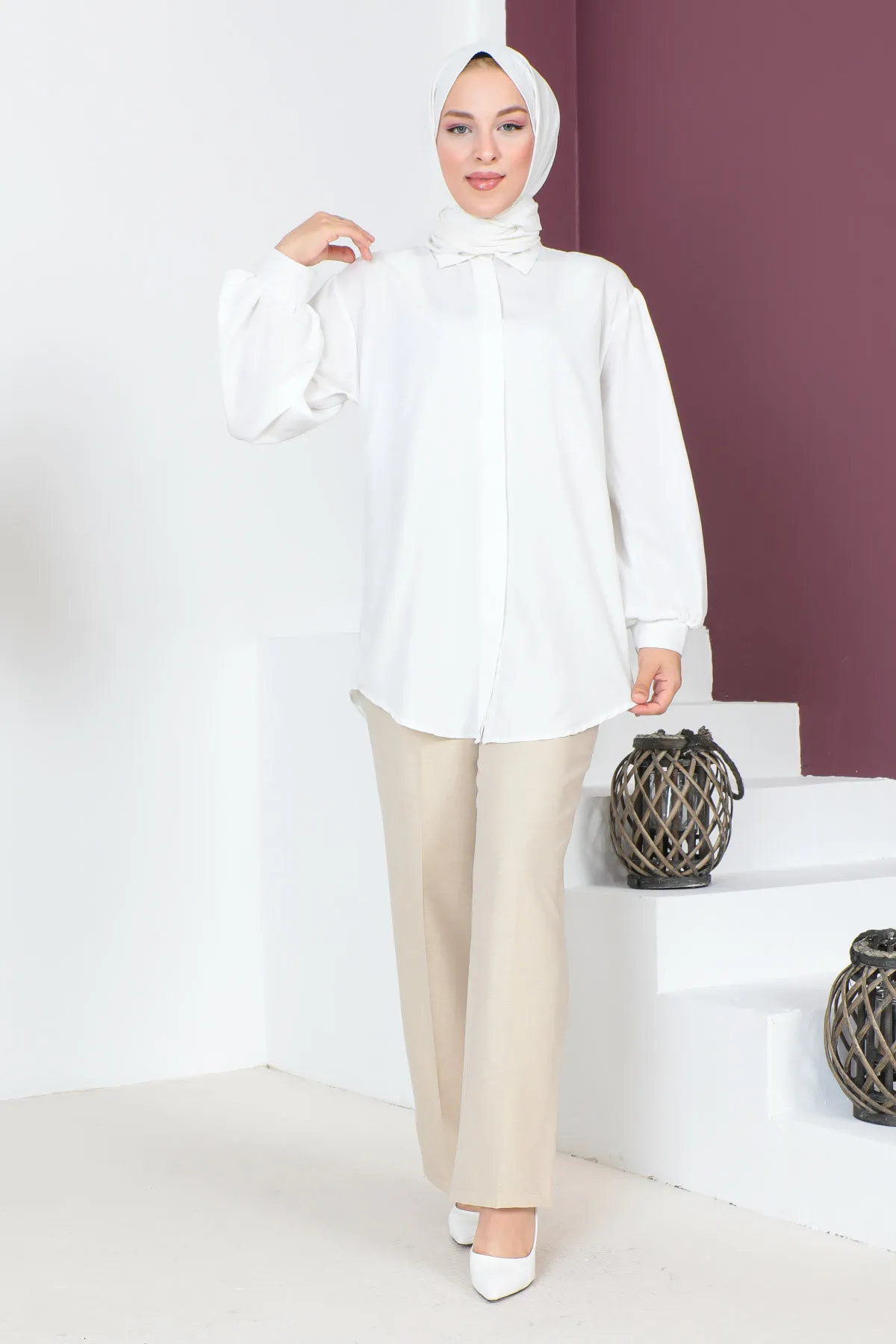 Tesettür Dünyası  Palazzo-Hose TSD230705 Beige