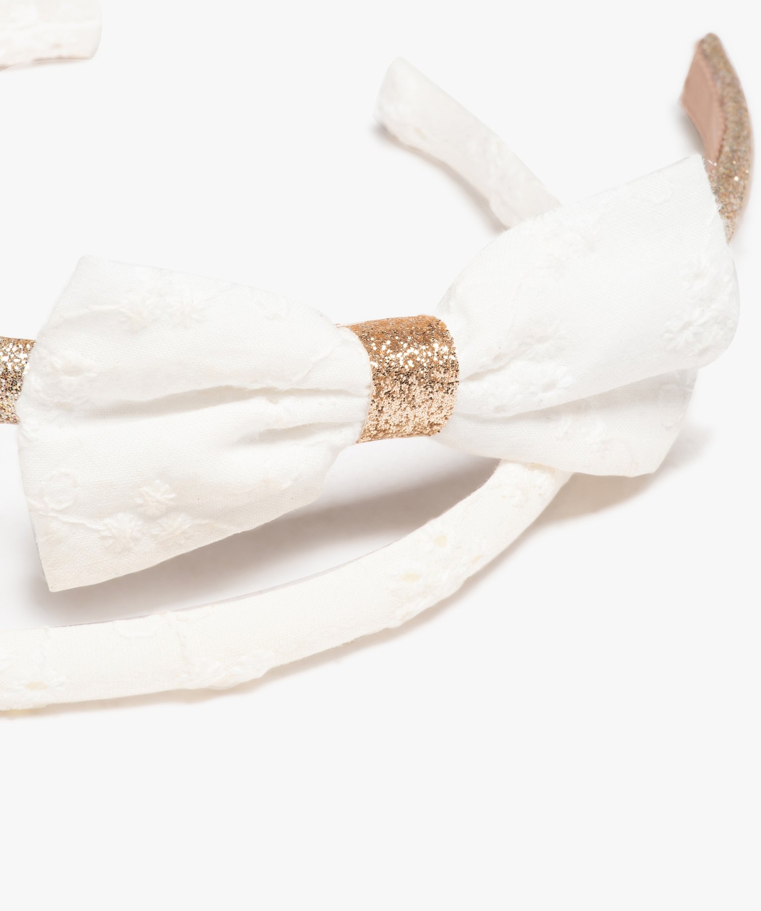 Serre-tête fille avec noeud et paillettes (lot de 2) blanc | GEMO