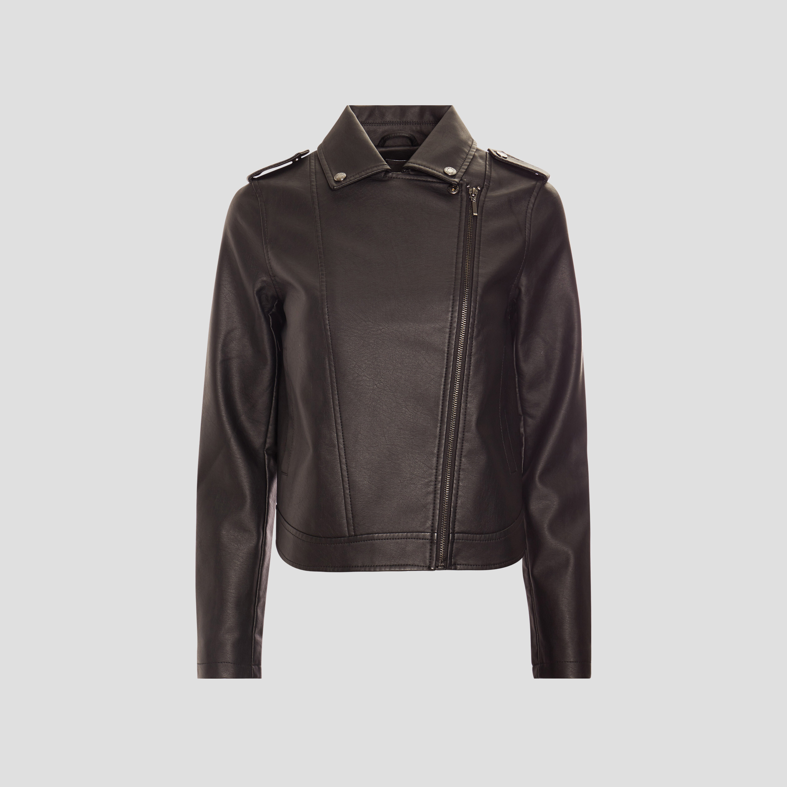 Veste esprit biker simili cuir noir femme | La Halle