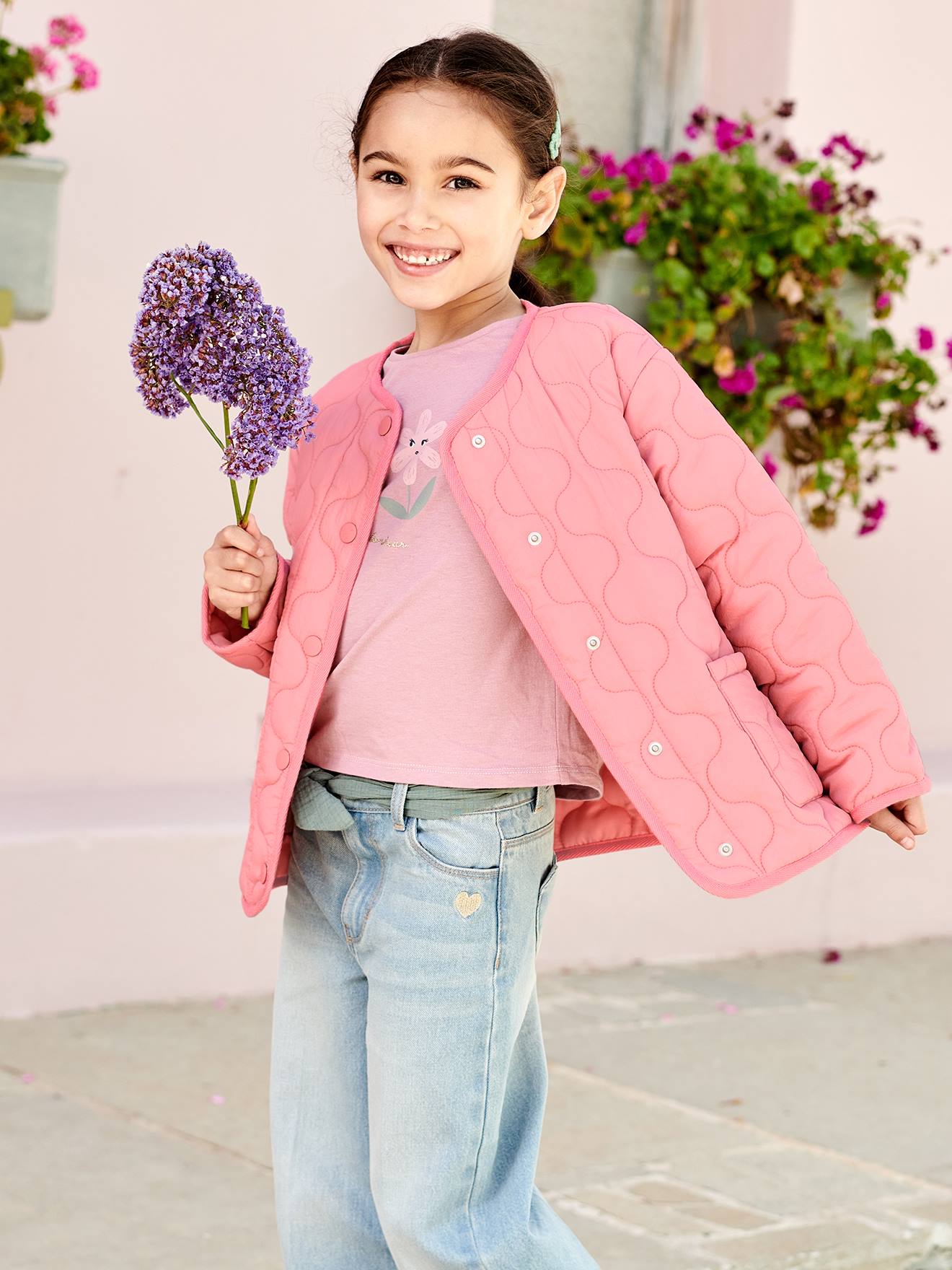 Vertbaudet Mädchen Steppjacke mit Recyclingmaterial - pfirsich