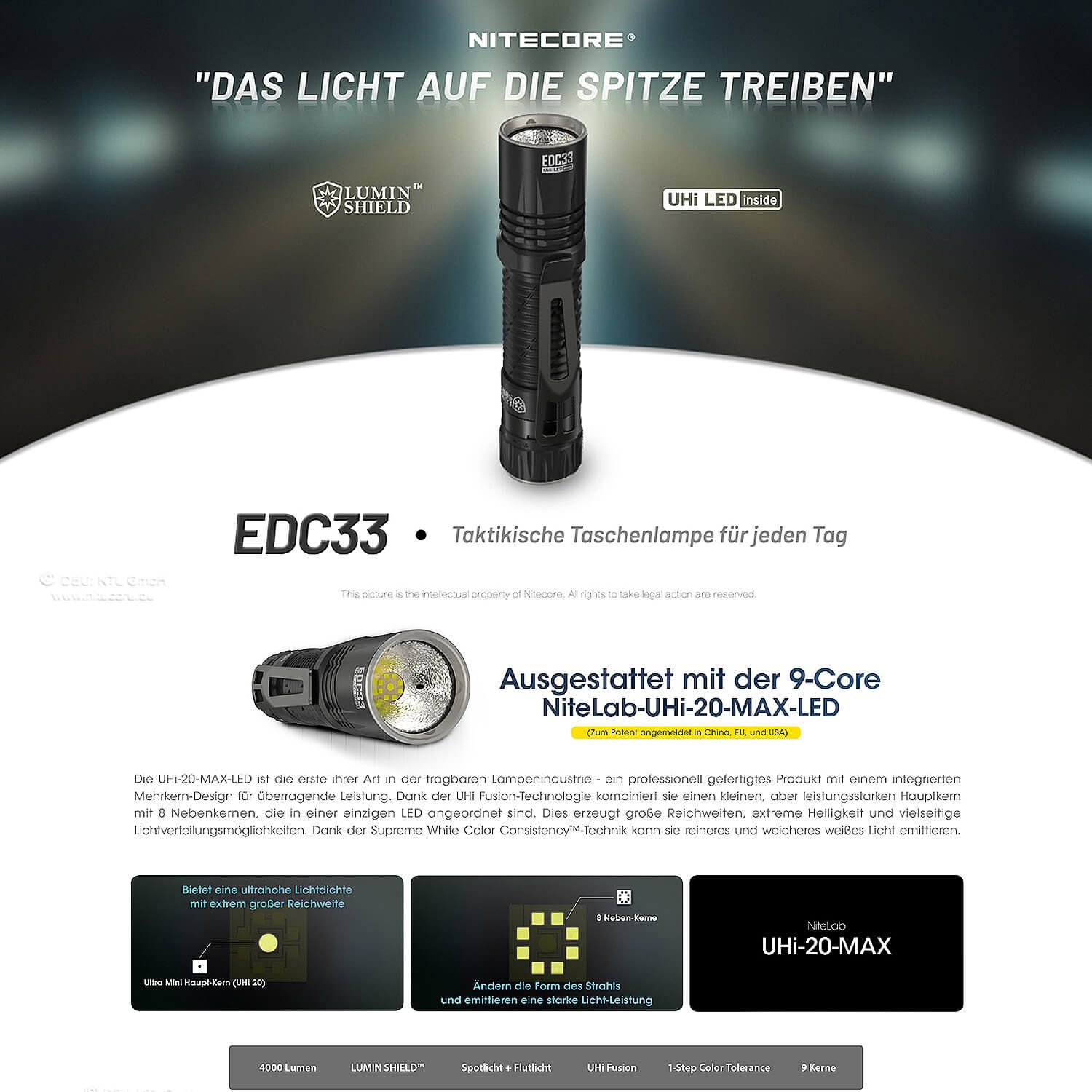 LED Taschenlampe EDC33 - 4000 Lumen