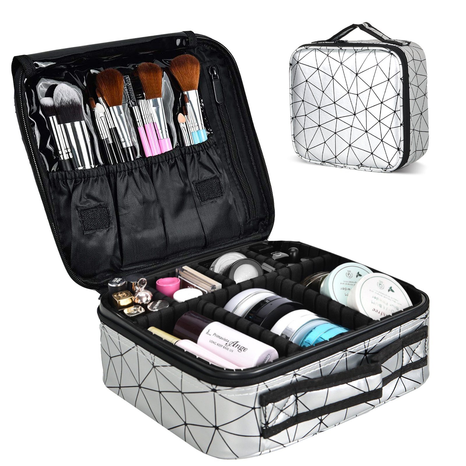 CALIYO Kosmetik-Koffer Kosmetiktasche Portable Reise Make Up Tasche,Makeup Organizer Tasche, Kosmetische Box Wasserdicht Schminktasche Train Case Diamantformmuster
